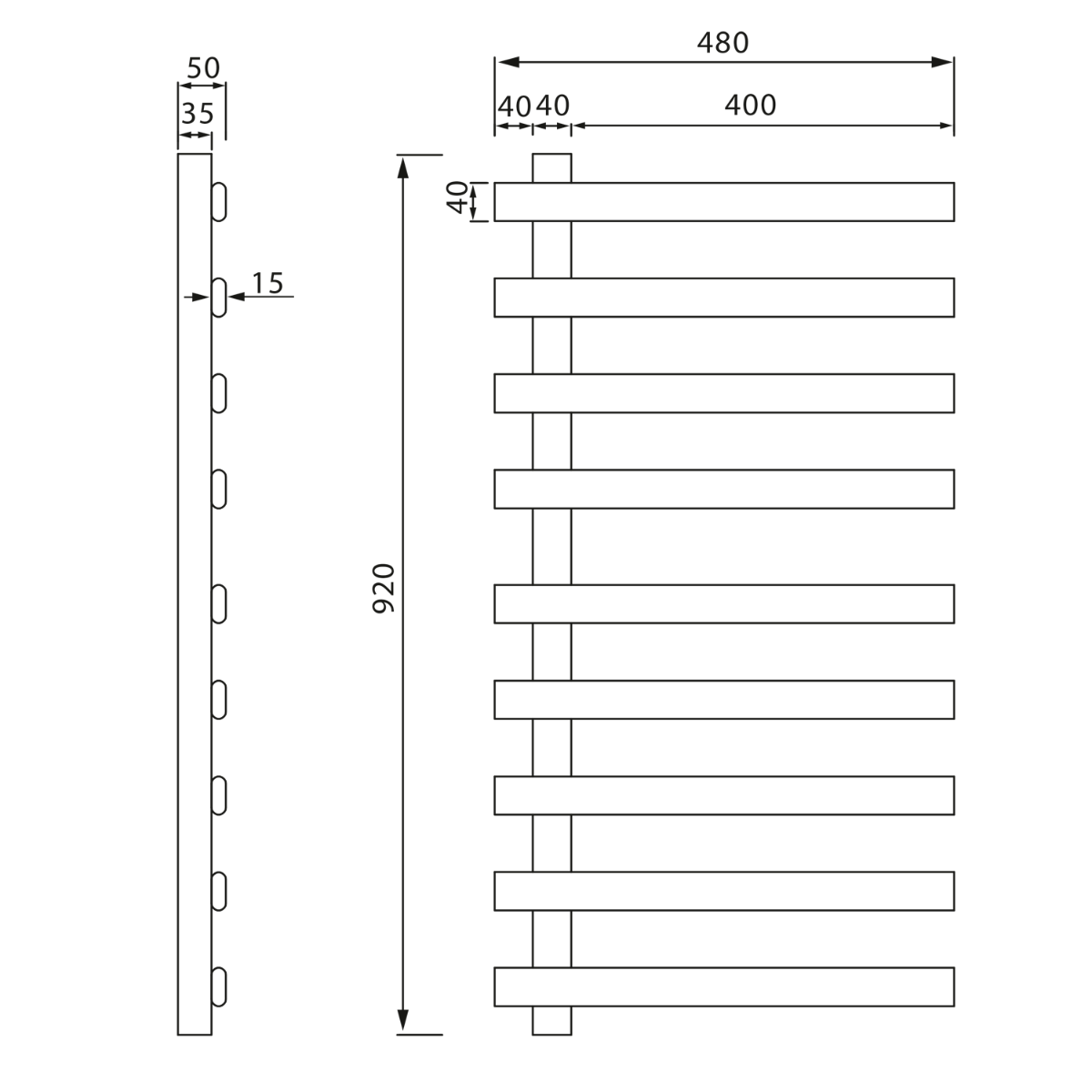 Sapho Elcor elektrische radiator mat zwart 48x92cm 128W