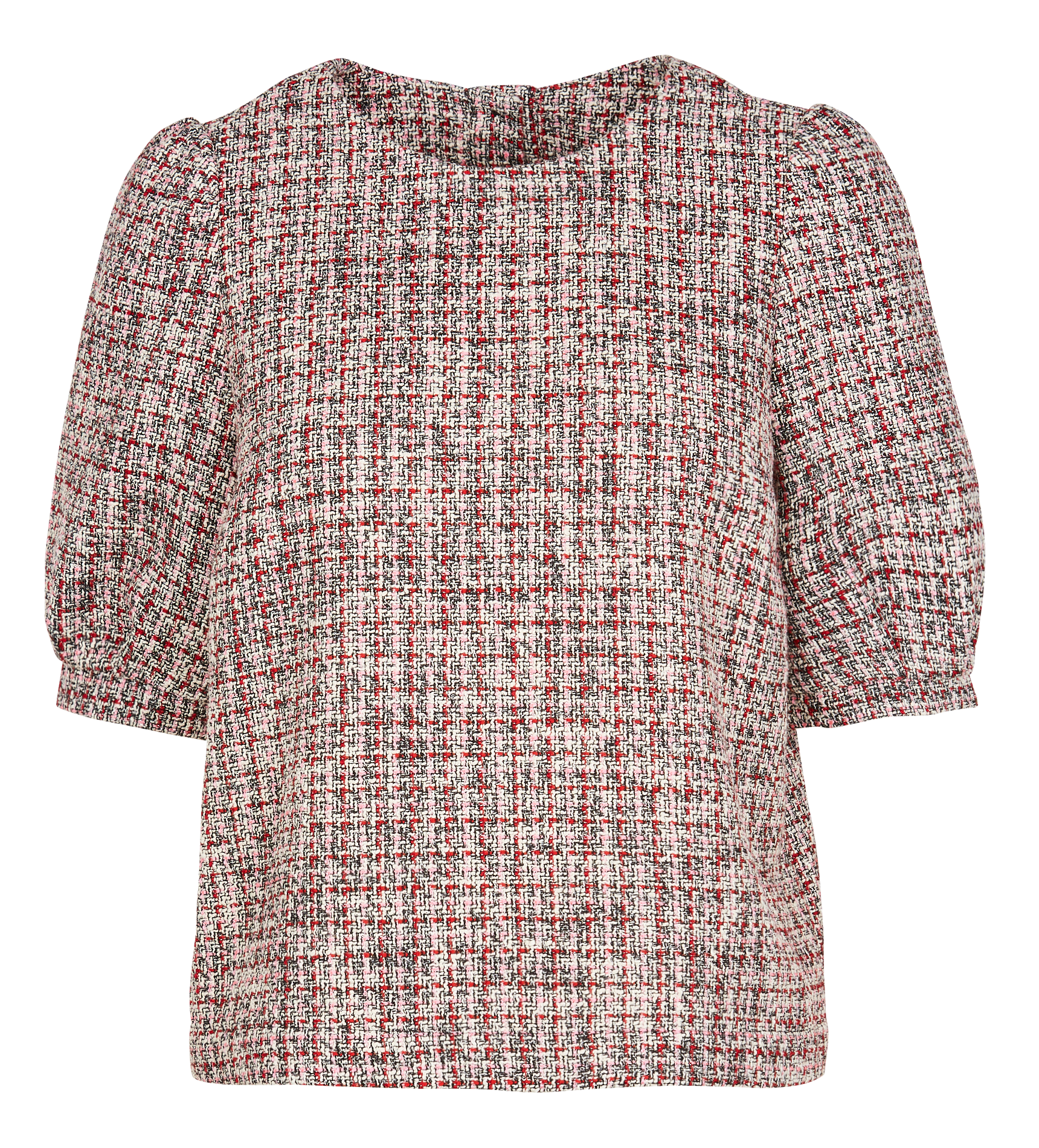 Top droit col rond en coton mélangé | Rouge