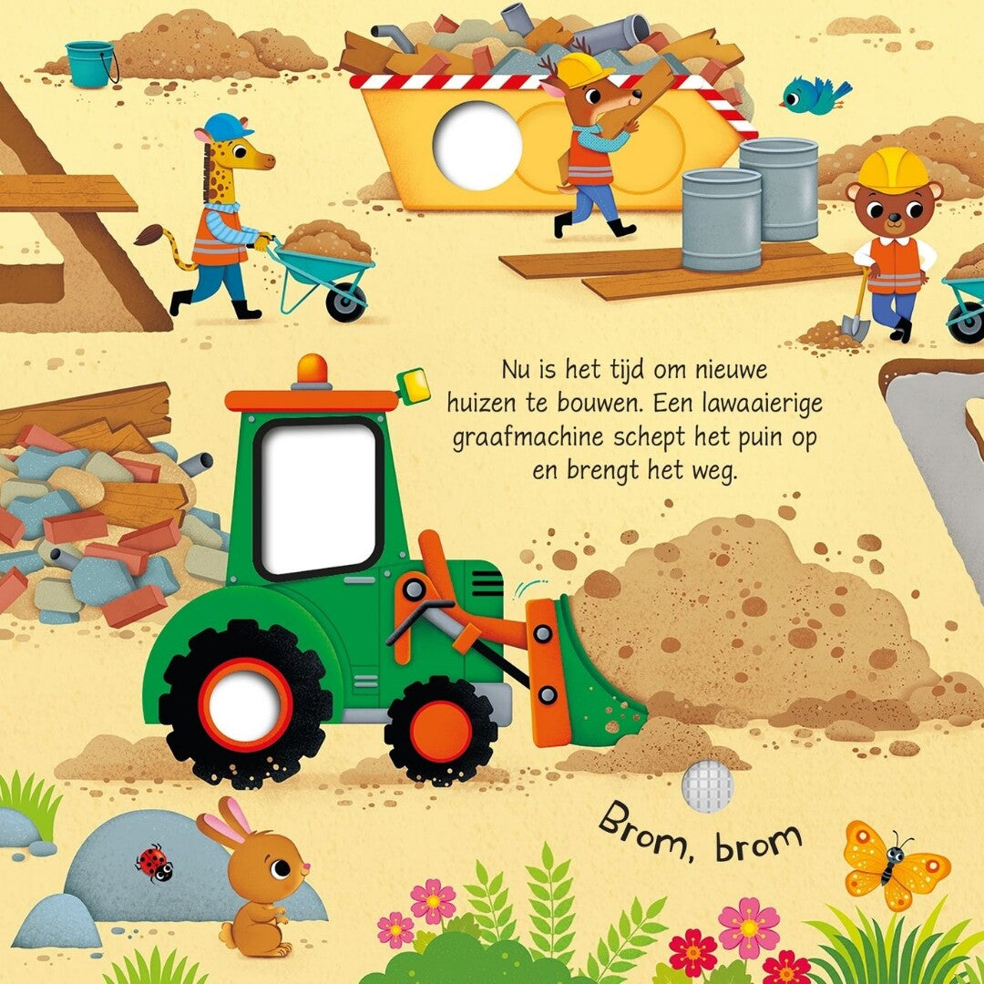Uitgeverij usborne geluidenboek bouwplaats