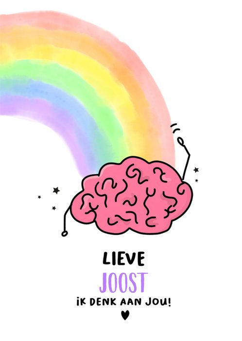 Liefs Jansje | Denken aan kaart | regenboog | met naam