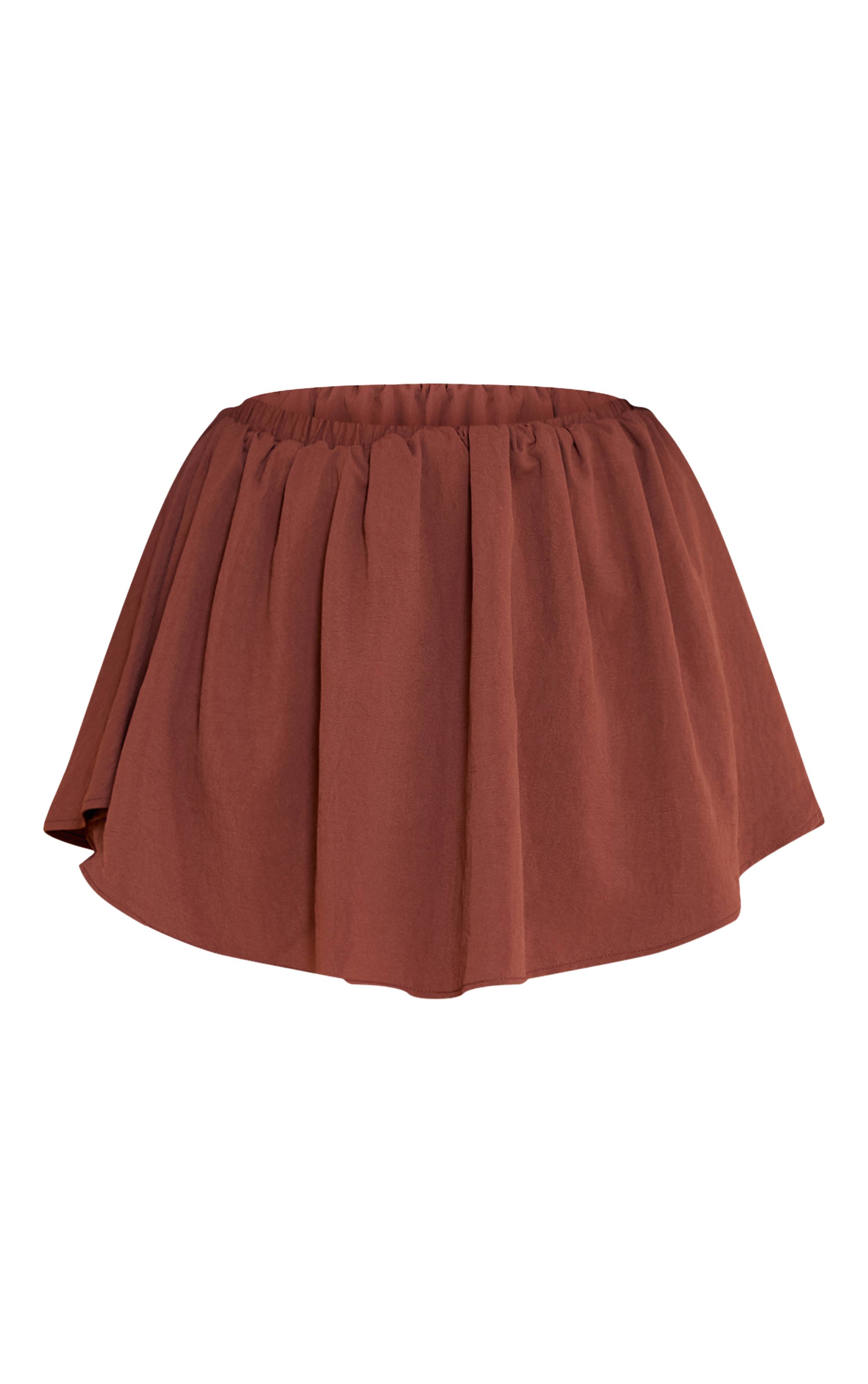 Chocolat Short Évasé En Satin Martelé Shape