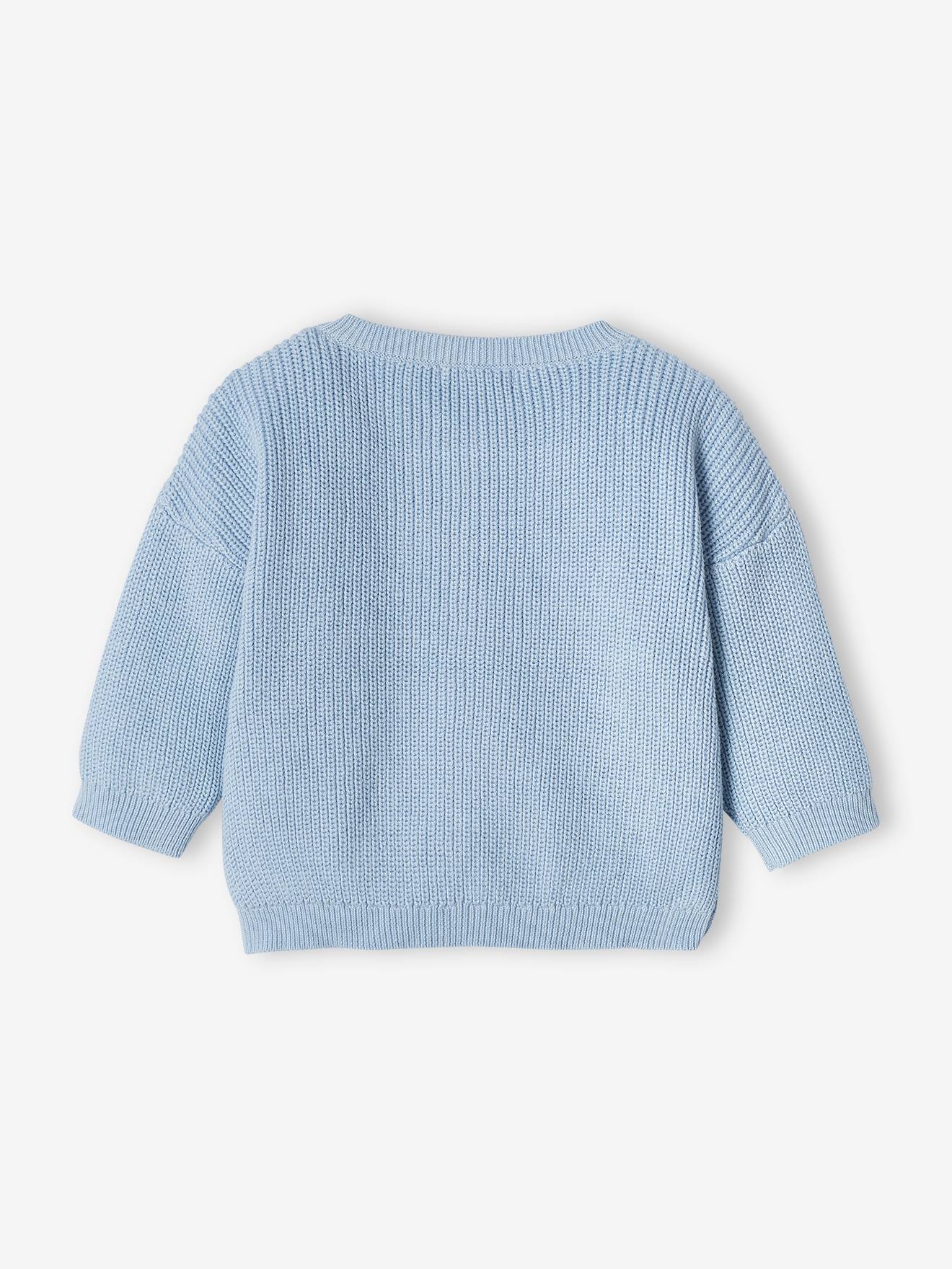 Casaquinho de tricô inglês cru com estampa iridescente para bebê
