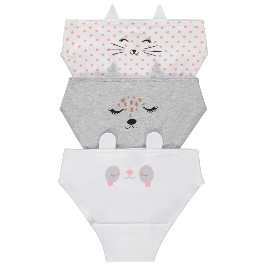Lot de 3 culottes en coton à pois et unies pour enfant fille