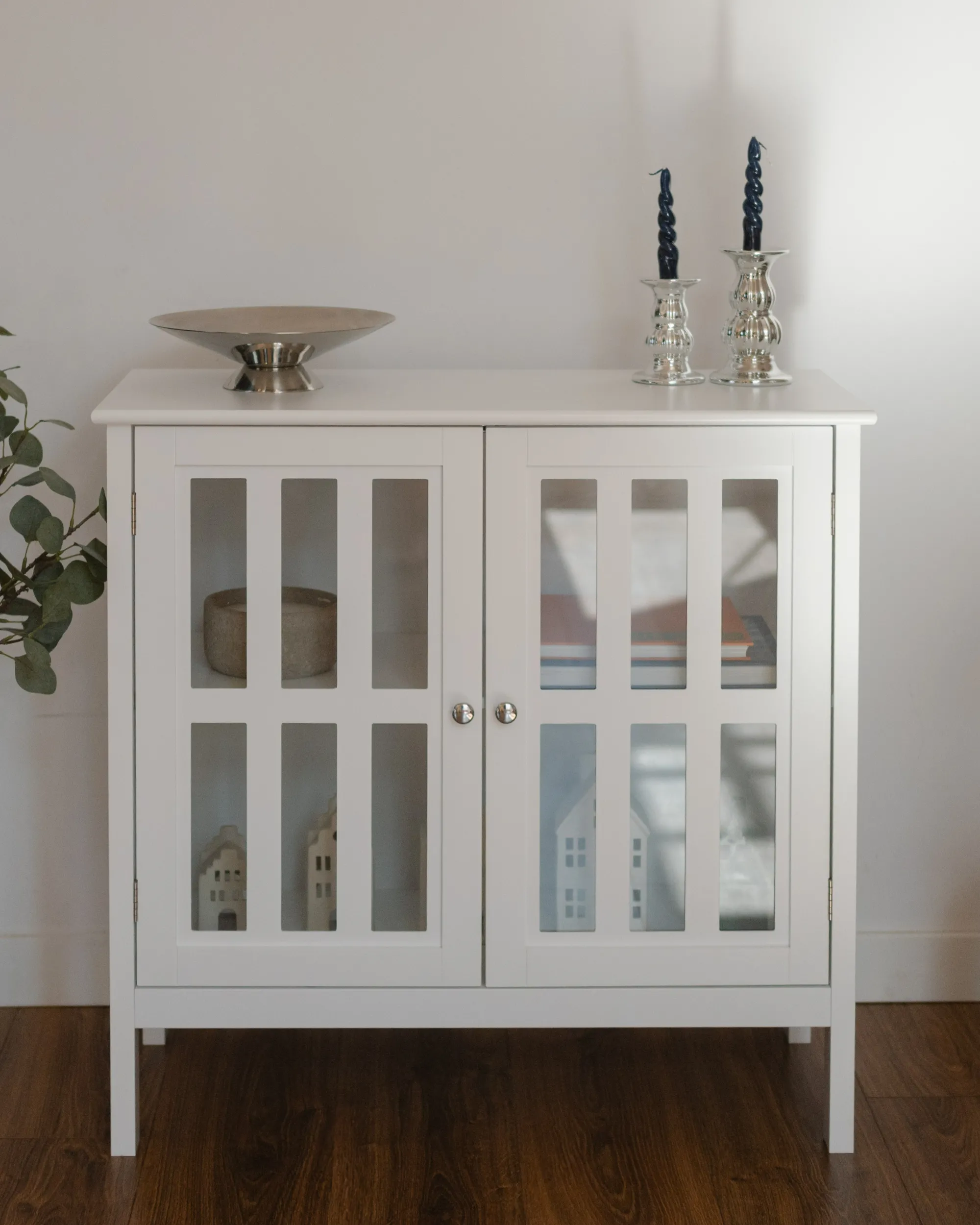 Dressoir met glazen deuren MIRAM 80 cm Wit