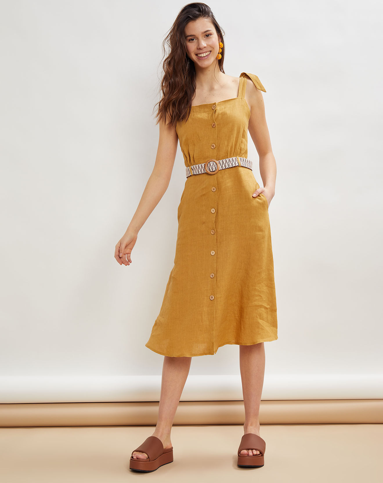 La Petite Francaise Robe 100% Lin Ritchie ocre