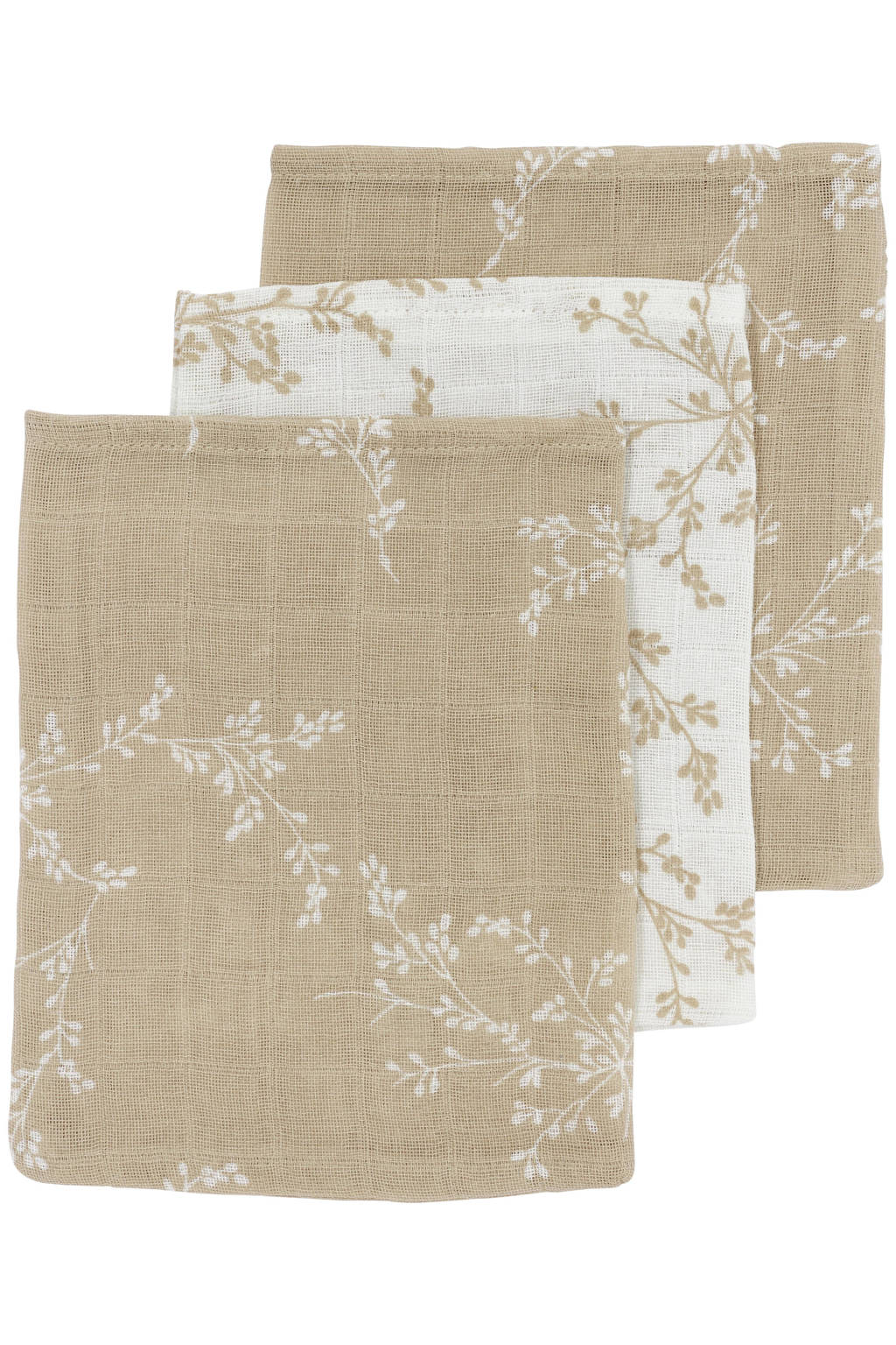 hydrofiel baby washandje - set van 3 Branches sand