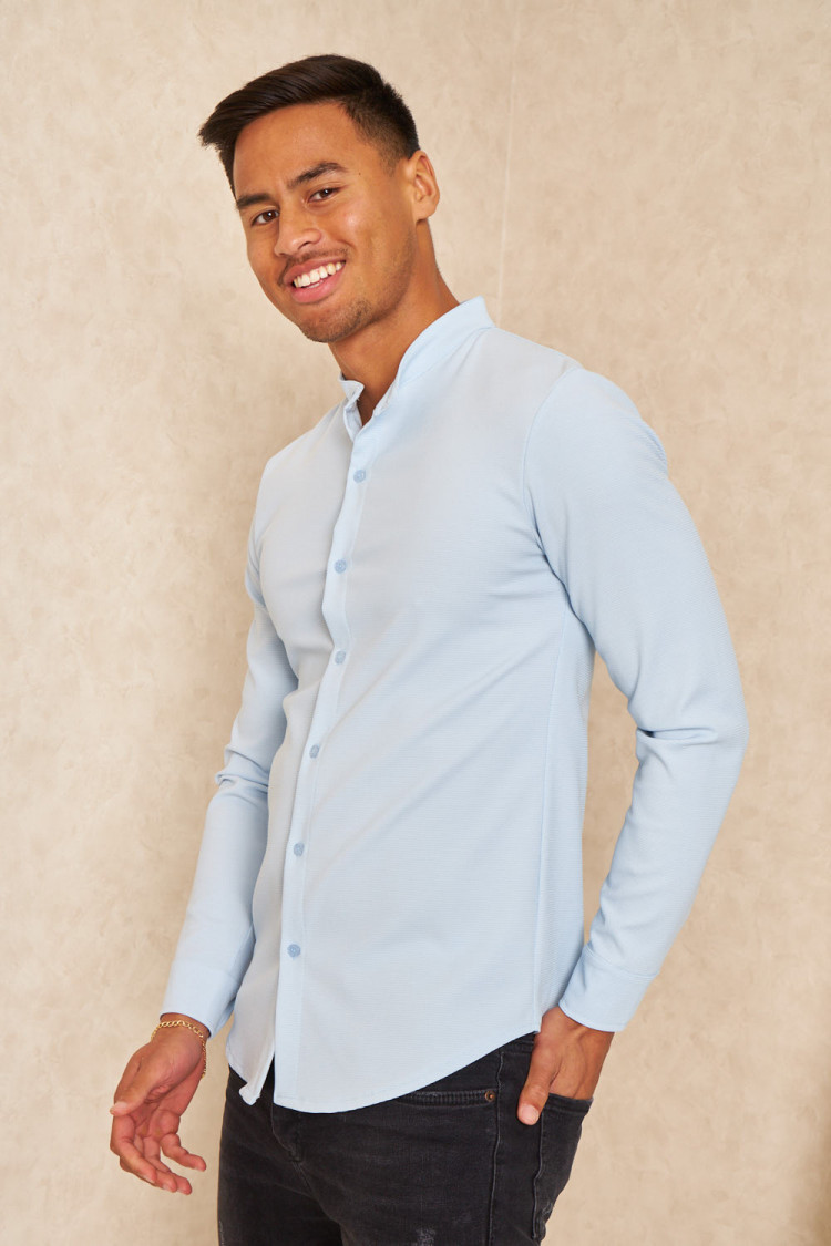 Chemise fluide texturée bleu clair