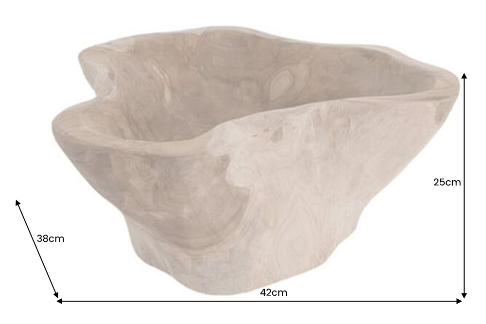 Einzigartige Schale FLOWERS 45cm natur Teak aus Wurzelholz