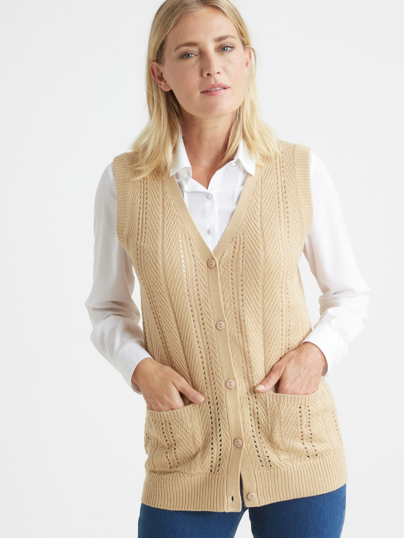Gilet sans manches point ajouré