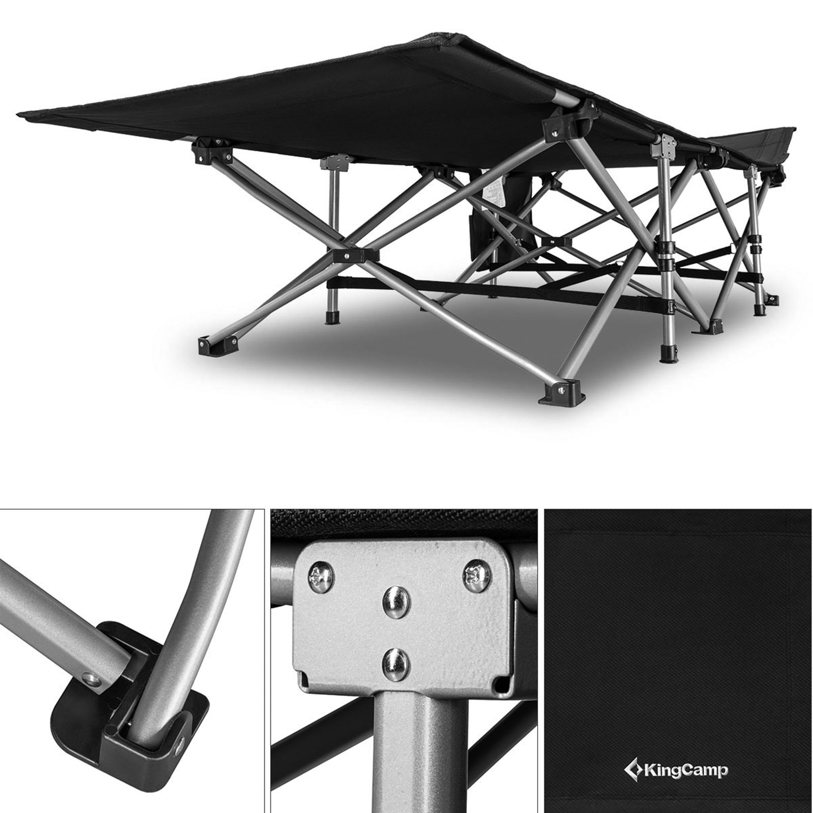 KINGCAMP Feldbett XL Outdoor Camping Liege Gäste Klappbett Stahl 208x75cm 200kg