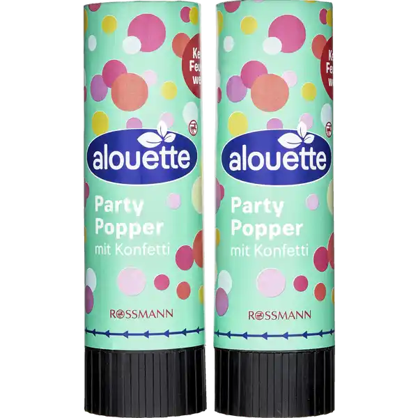 Party Popper mit Konfetti, 2 Stück, farblich sortiert