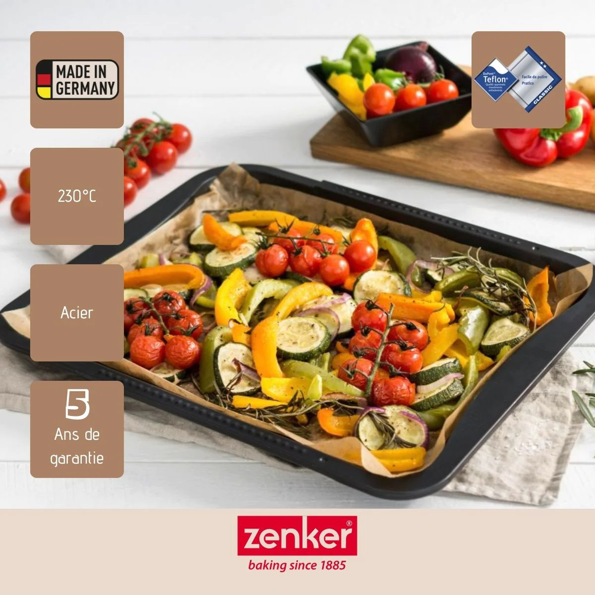 Plaque de four extensible de 35-52 x 32 cm Black Metallic Zenker
