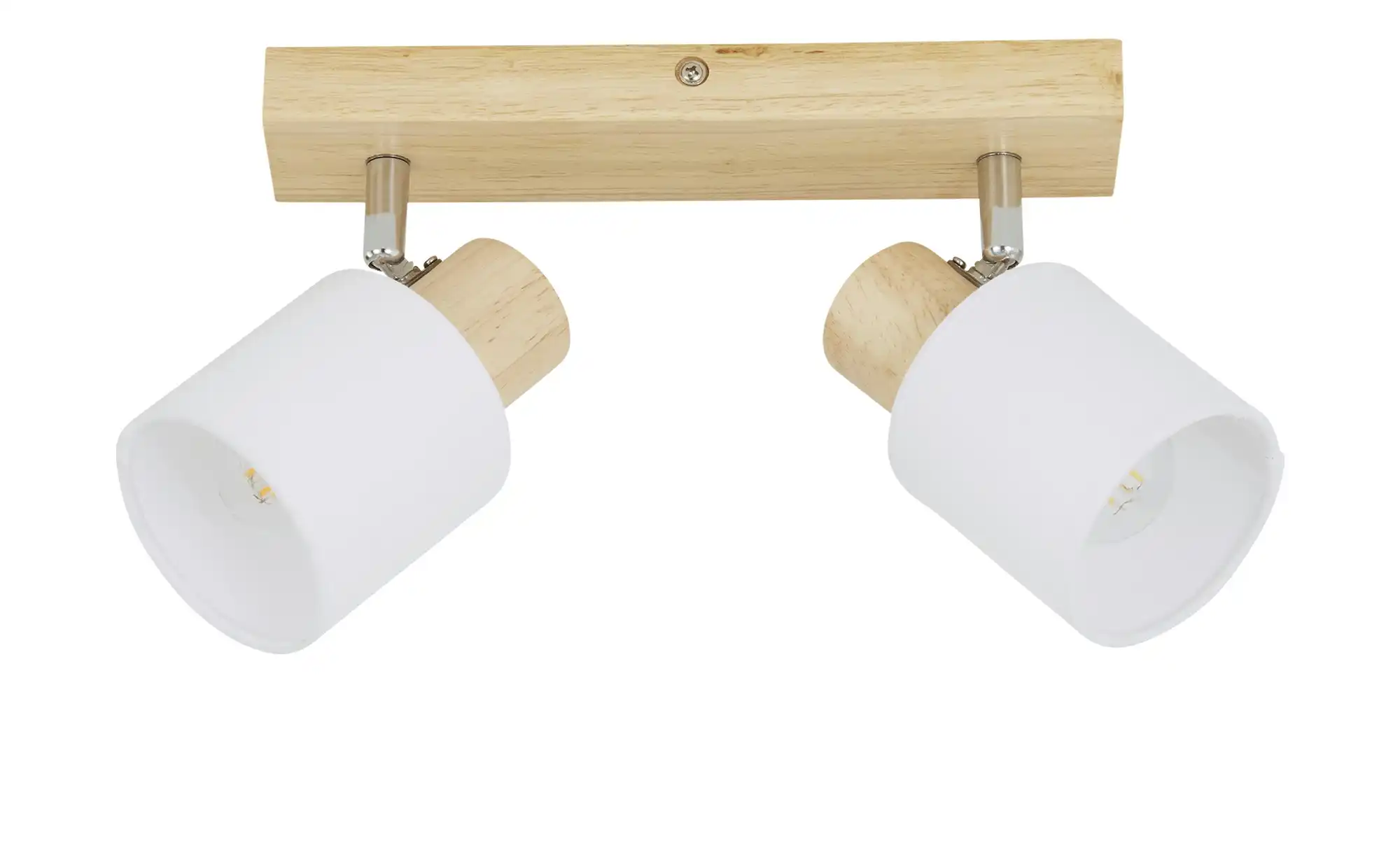 KHG Deckenstrahler, 2-flammig, Holz/ Stoffschirm weiß