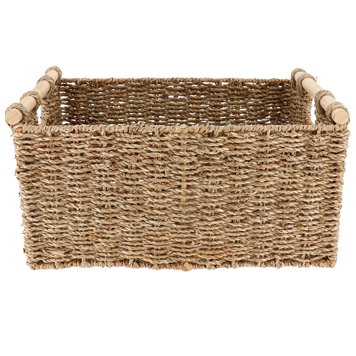PANIER RECTANGLE VEGETALE POIGNEES BOIS 43X32X20CM NATUREL