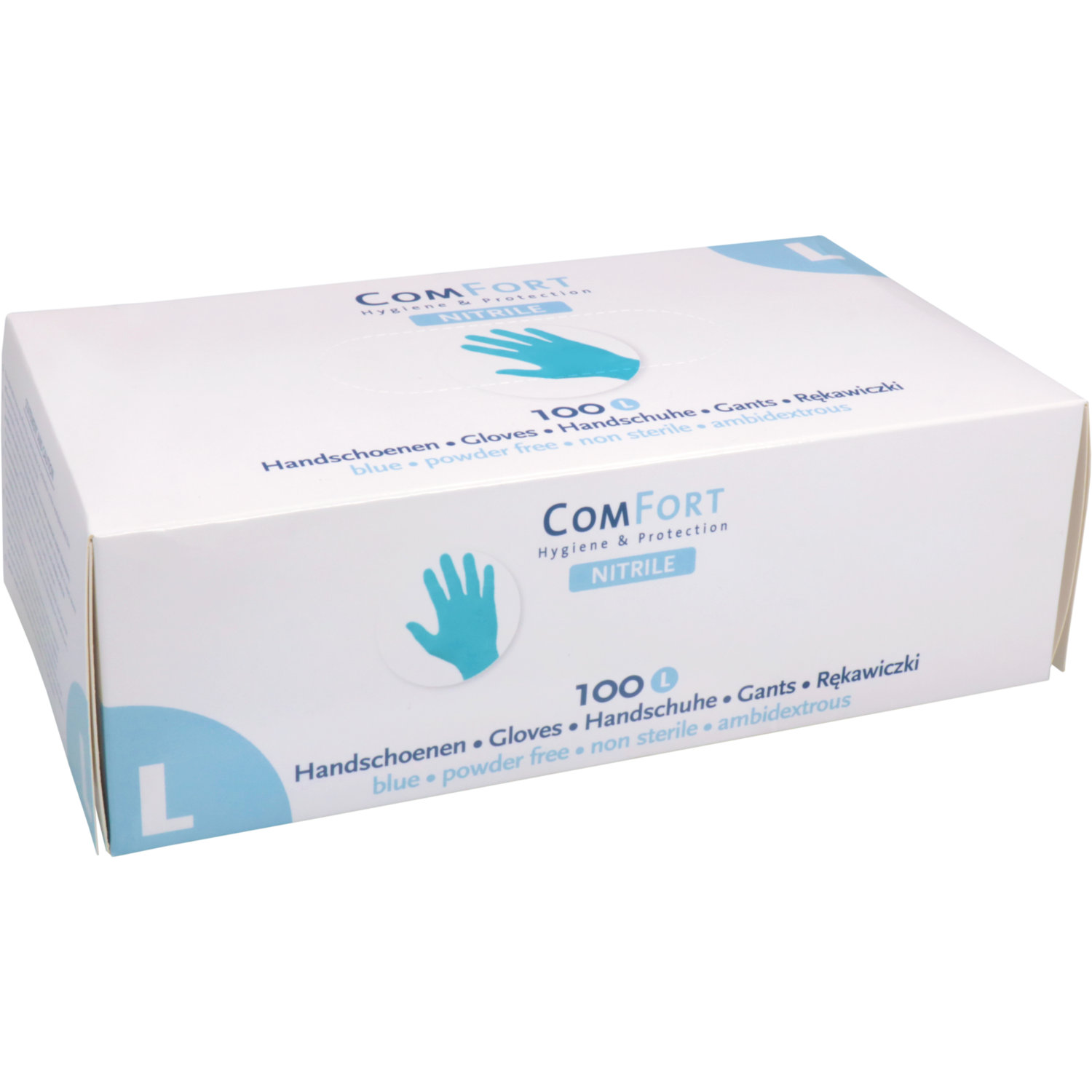 ComFort Handschoen, Nitril, ongepoederd, L, 3.5gr, blauw
