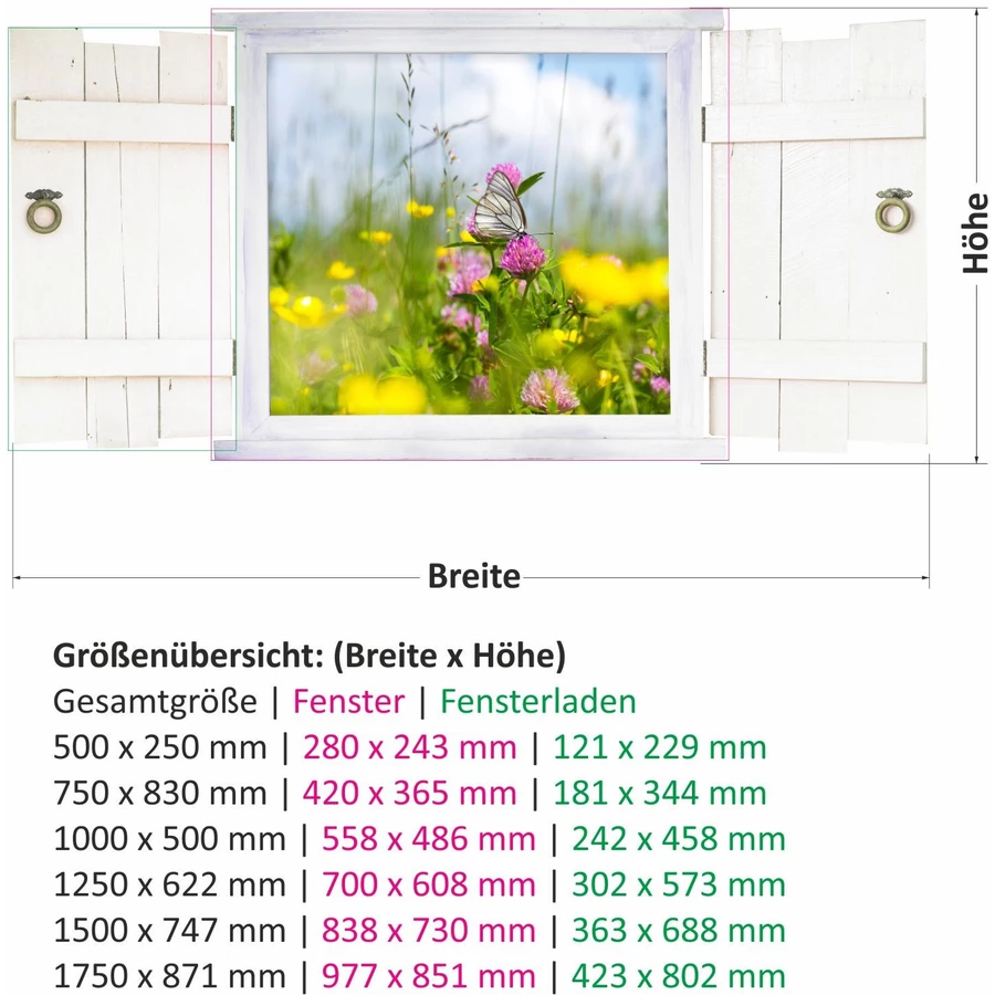 Nikima Wandtattoo 045 Schmetterling auf Blumenwiese in 6 vers. Größen bunt