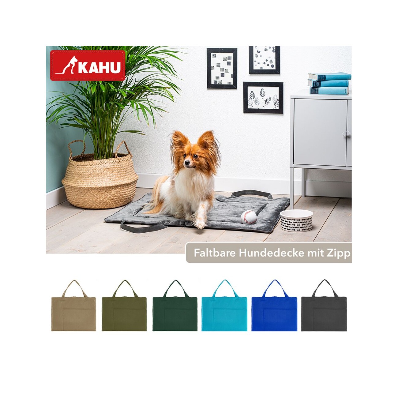 KAHU Faltbare Hundematte für Unterwegs grau