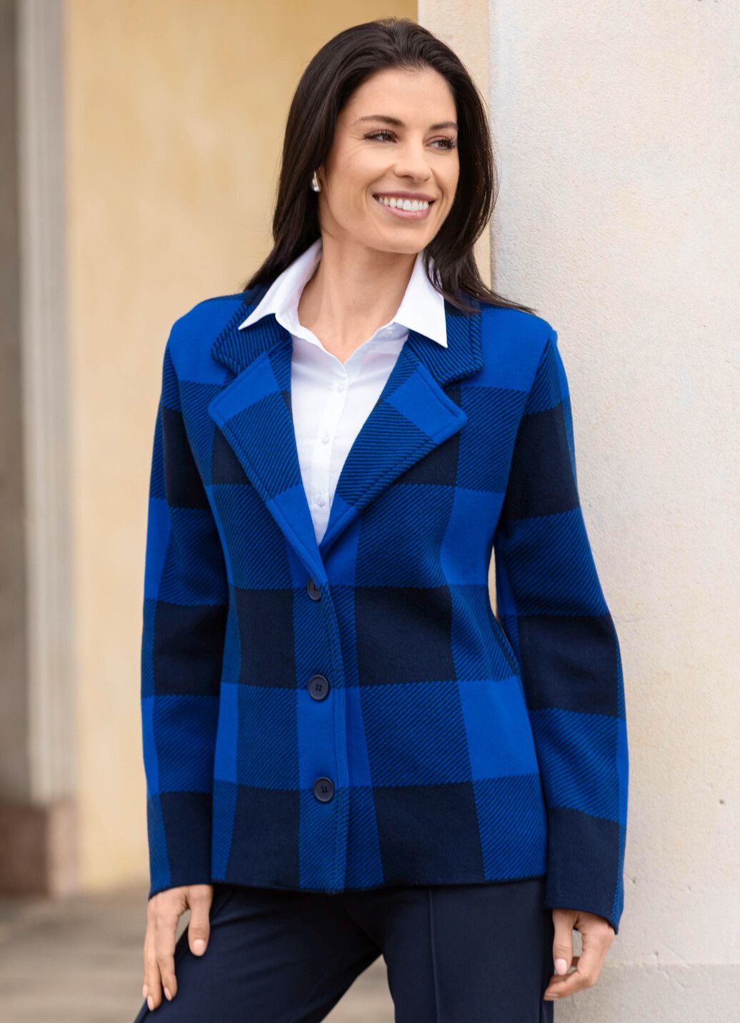 Strickblazer in grafischem Jacquardmuster