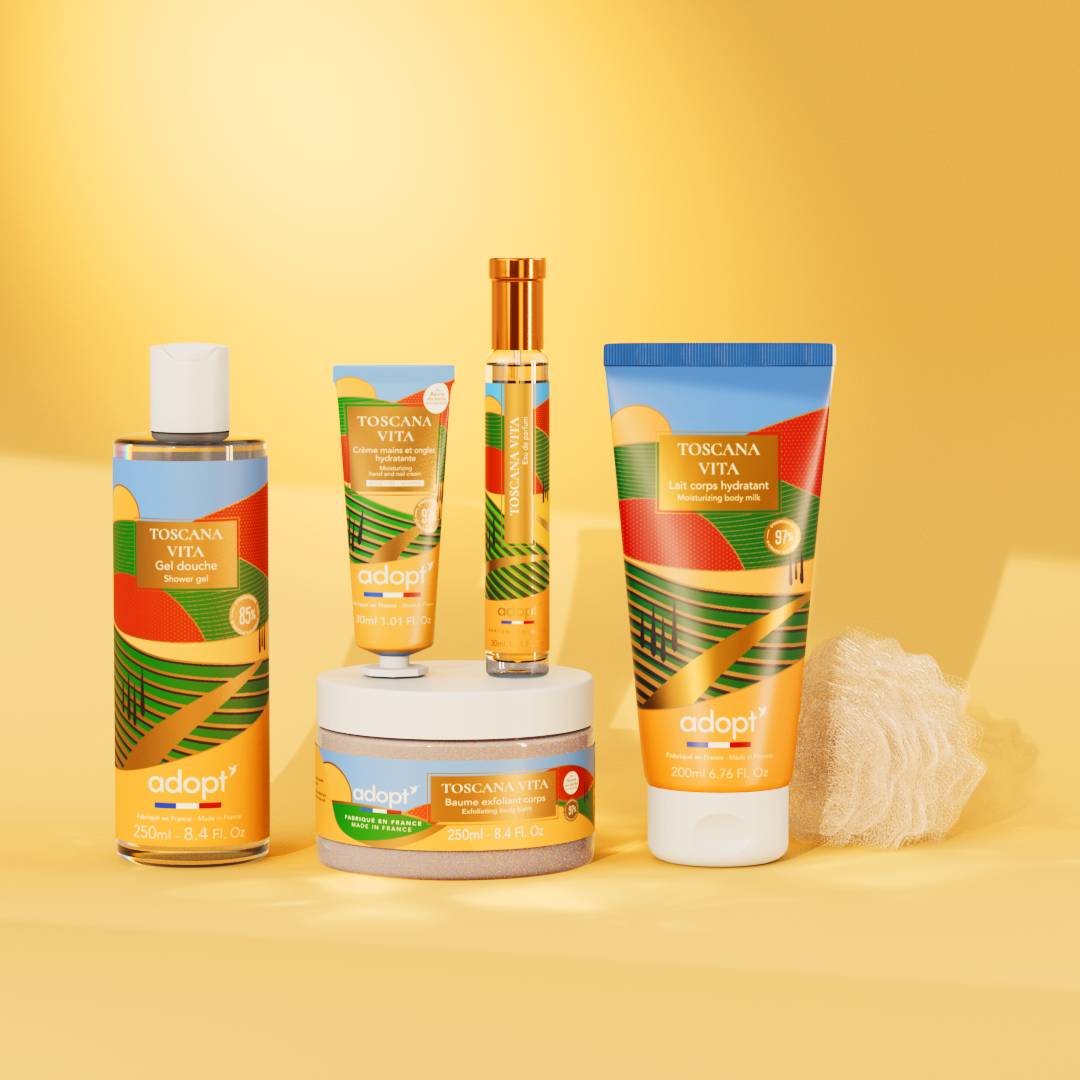 Toscana vita - Coffret maxi eau de parfum 30ml + gel douche 250ml + lait corps 200ml + Crème mains 30ml + gommage 250ml + fleur de bain