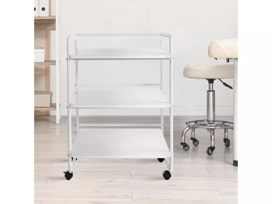 Chariot de service - Métal & Acier inoxydable - Blanc - PL902