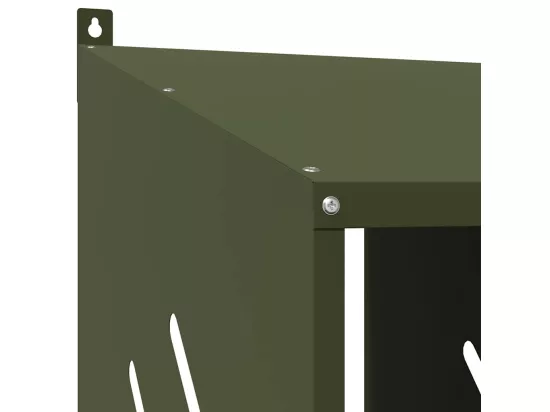 Nichoir à poules avec 6 compartiments vert olive métal