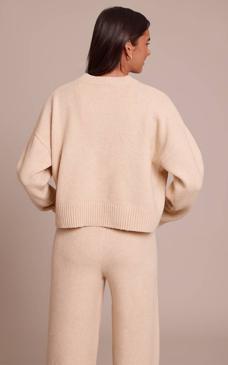 Beige Synthétiquell Court Col Rond En Maille Chinée