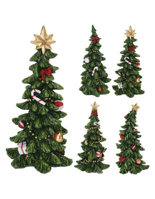 Homestyle Kerstboom Deco 15cm 4ass - Kunstkerstboom - 8x8x17 cm Groen Assorti