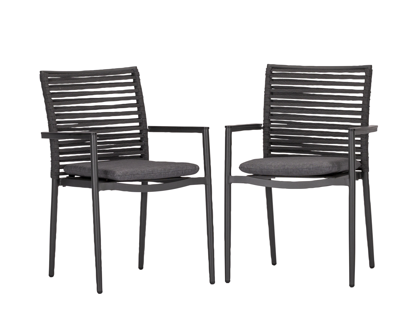 2-teiliges Gartenstuhl-Set - anthrazit - stapelbar - 61x86 cm
