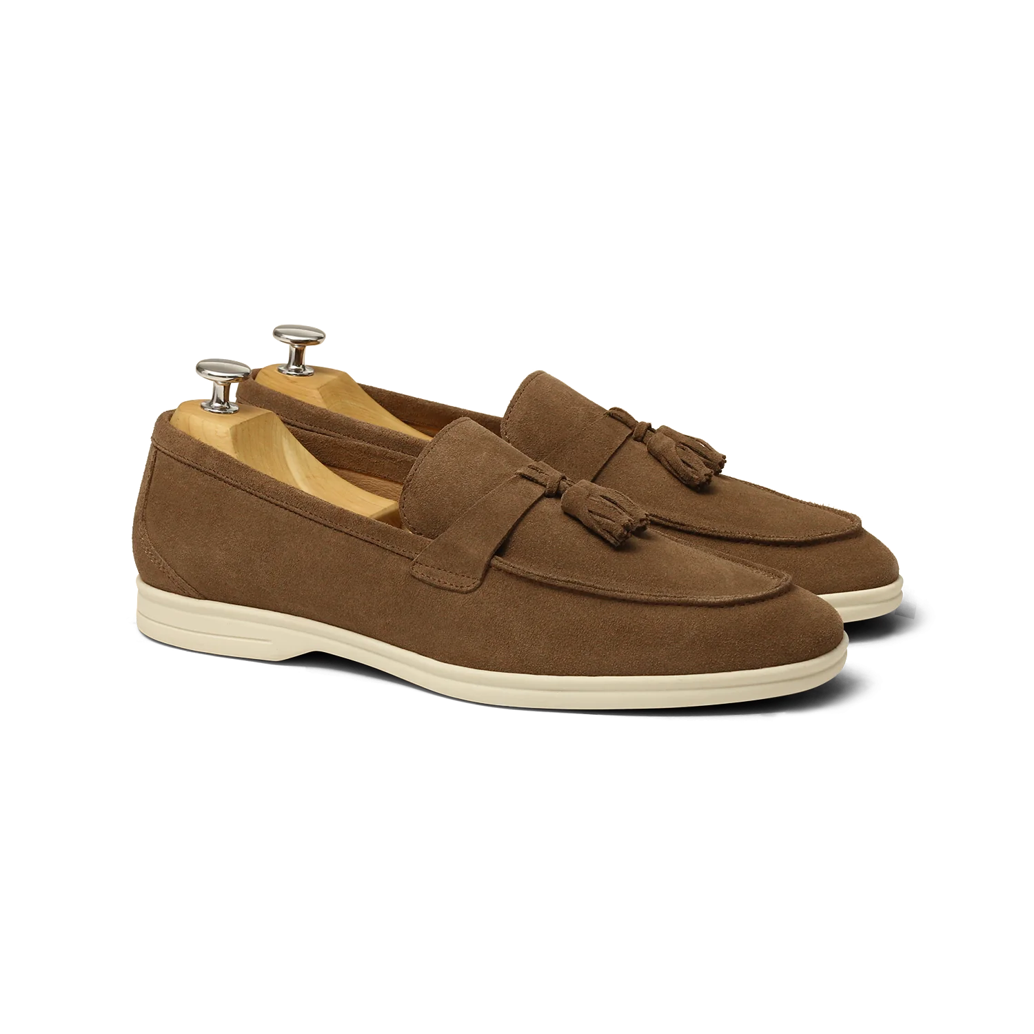 Pompy-Mocassin à glands en velours taupe