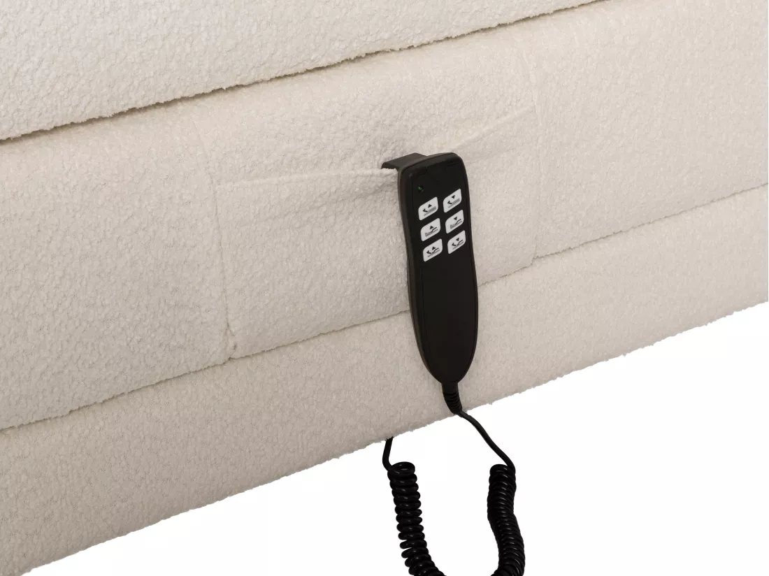 Ensemble complet boxspring tête de lit + sommiers relaxation électrique + matelas + surmatelas - 2 x 90 x 200 cm - Tissu bouclette - Beige - OMILA de PALACIO