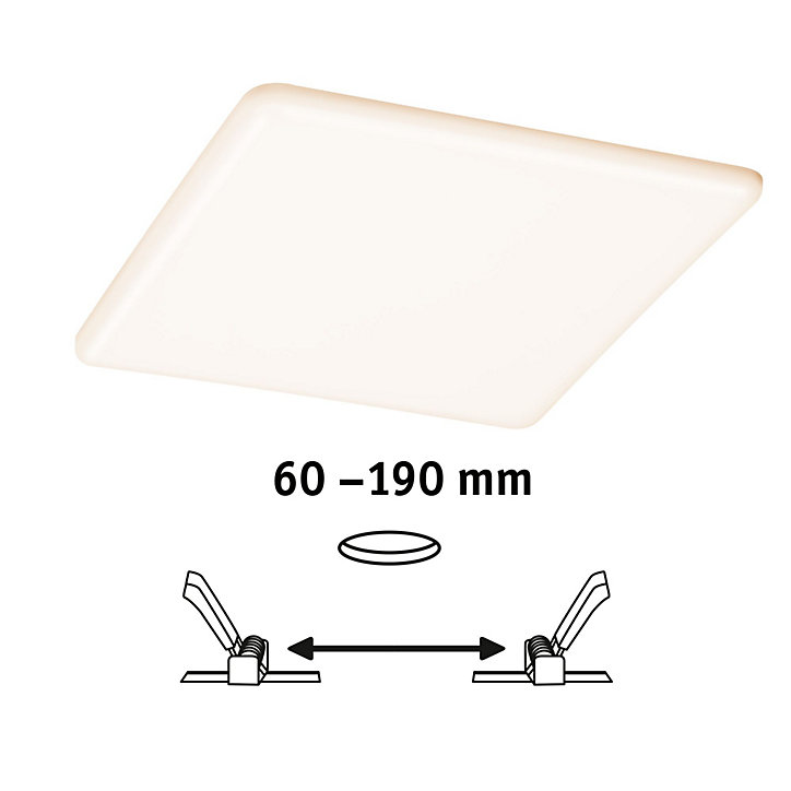 Panneau LED à encastrer Varifit Veluna 1900lm 17w IP44 L.21,5 x l.21,5 cm blanc froid et blanc chaud Paulmann transparent