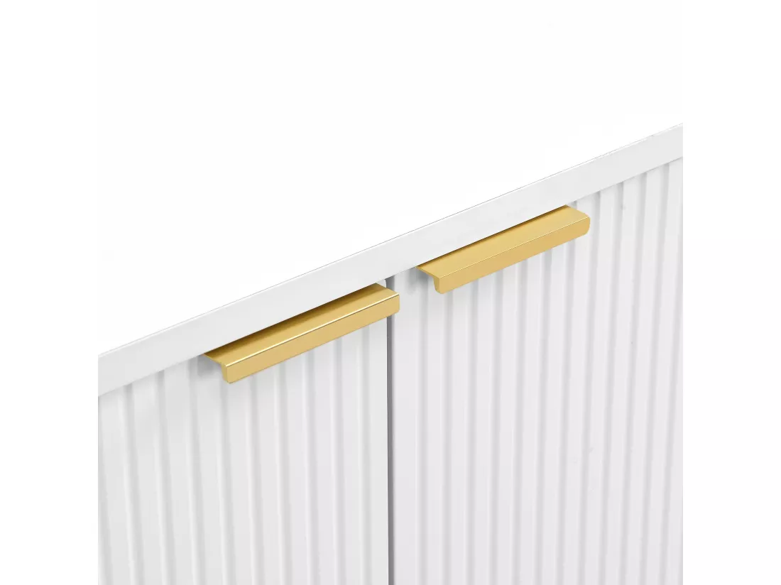 Buffet moderne - 2 portes et 3 tiroirs - Blanc