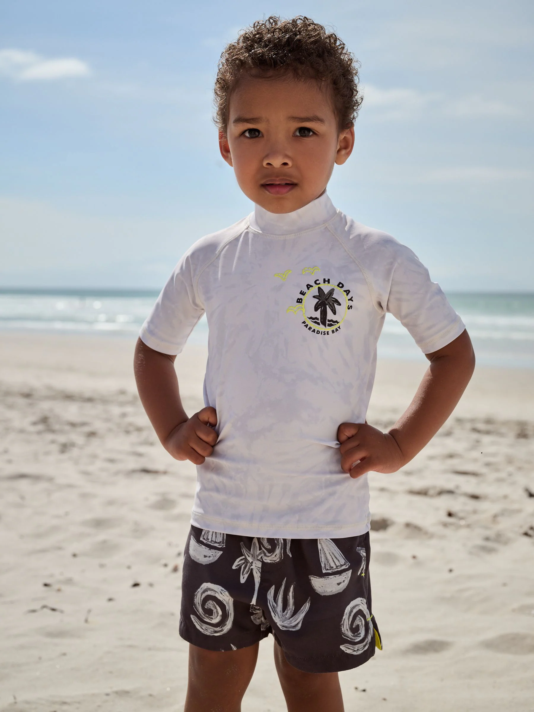 Zwart-wit tie-dye - Set van surfhemdje en shorts (3 mnd - 7 jr)