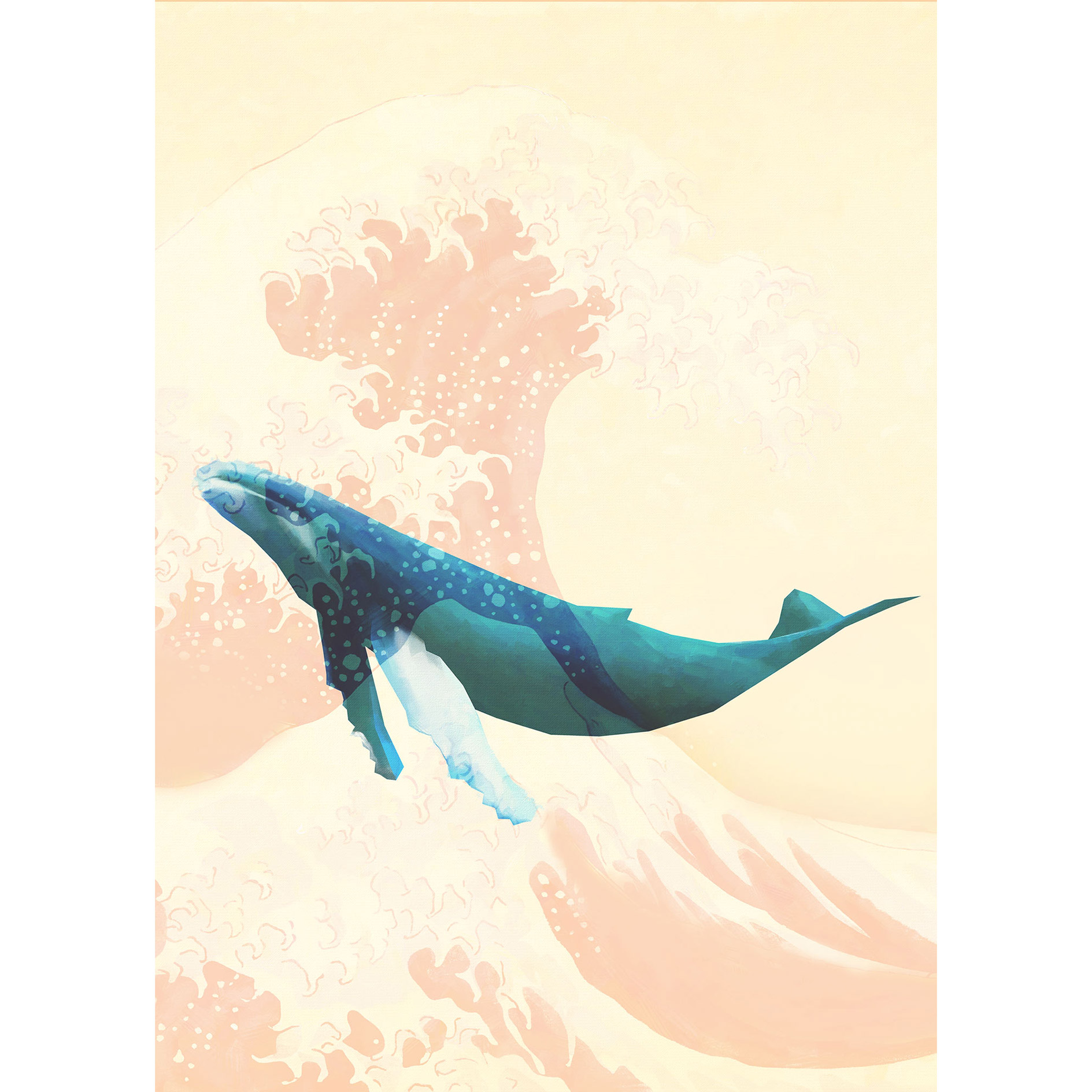 Vlies-Fototapete WHALE VOYAGE- bunt - 200x280 cm