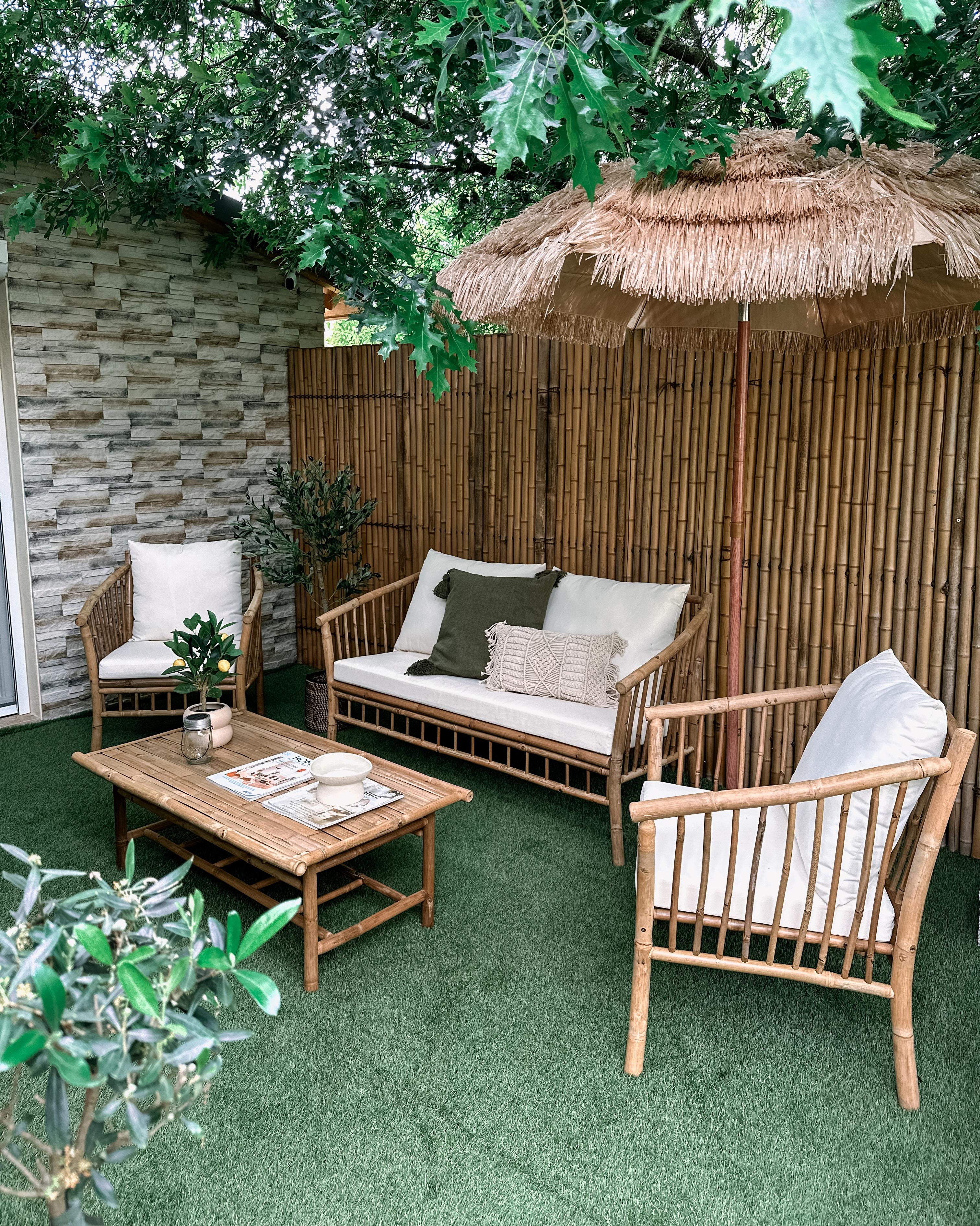 Loungeset met tafel 4-zits MAGGIORE Bamboehout Lichtbruin
