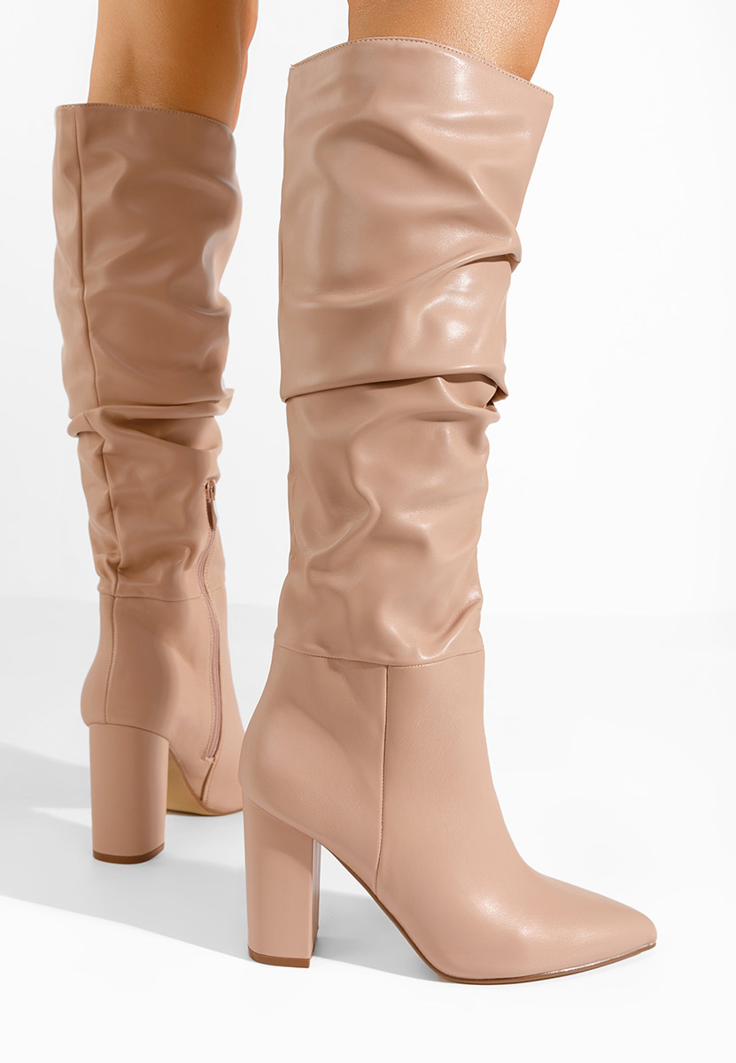 Bottes à talon carré nude Marquee