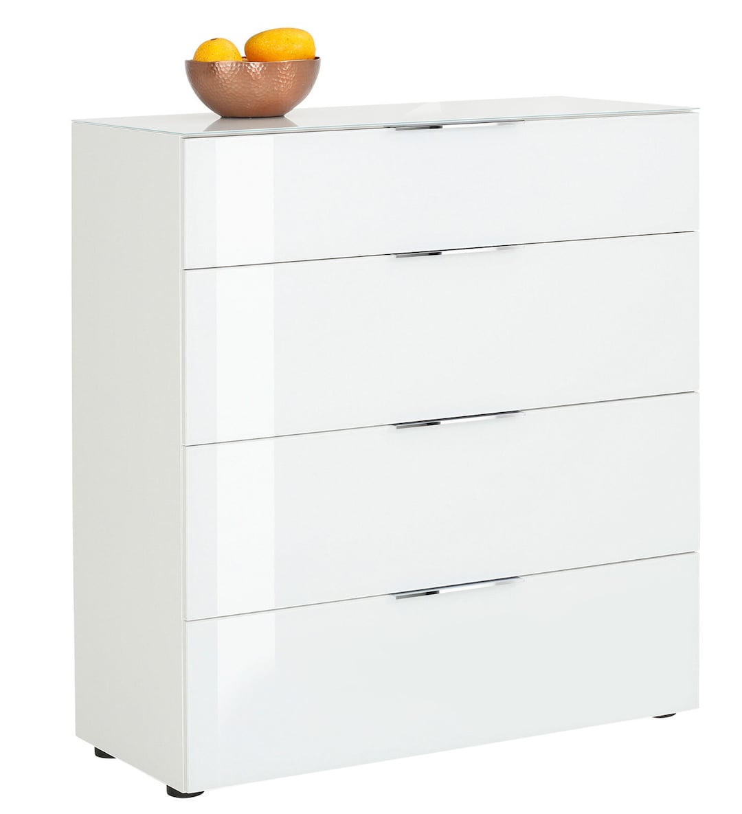 Kommode Mila 90 x 100 cm Weiß / Weiß Glas
