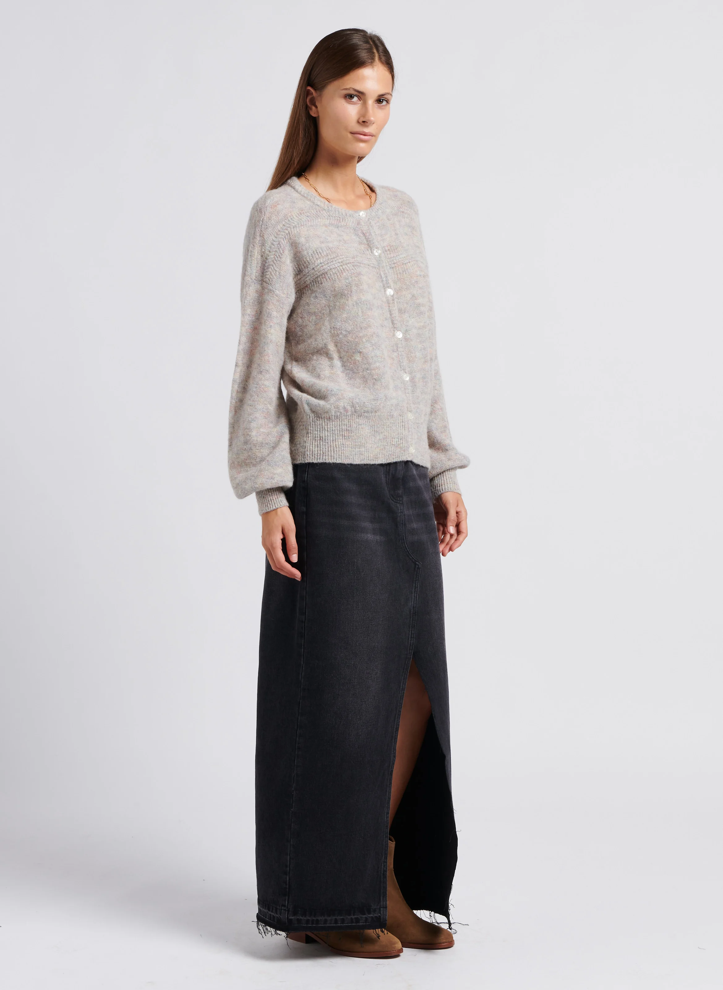 NETE - Jupe longue en coton | Noir