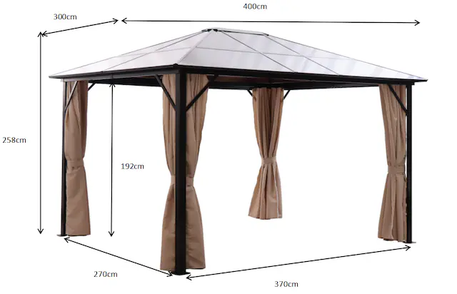 KONIFERA Pavillon »Aruba« BxT: 3x4m für 6-8 Personen, robustes Aluminiumgestell + PC Dach