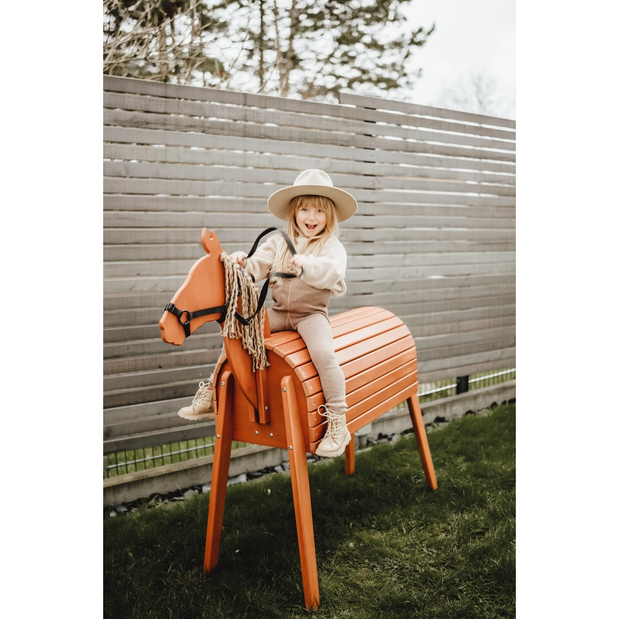 kindsgard Outdoorpferd hoppgalopp braun inkl. Zaumzeug ledde + Abdeckhaube telta