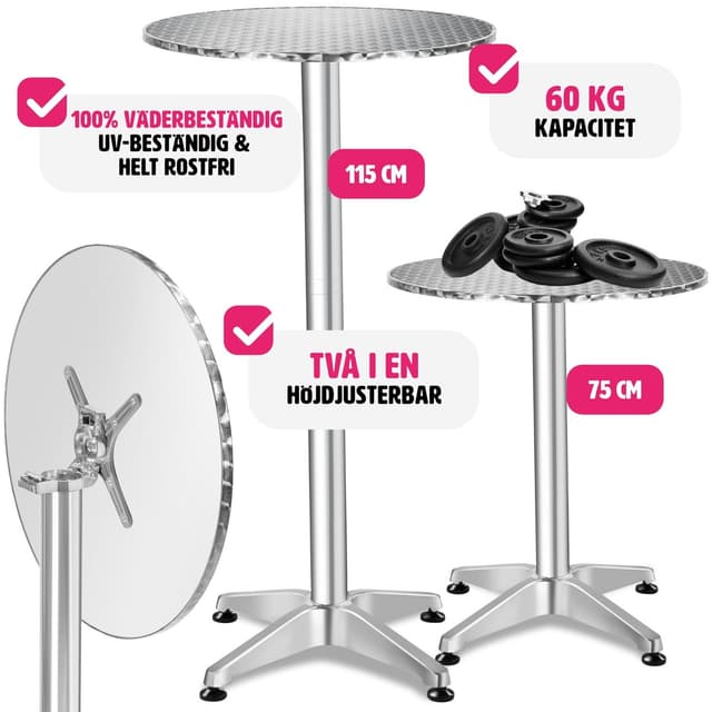Cafebord i aluminium Ø60cm