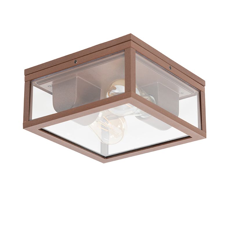 Industriële plafondlamp roestbruin IP44  2-lichts - Charlois