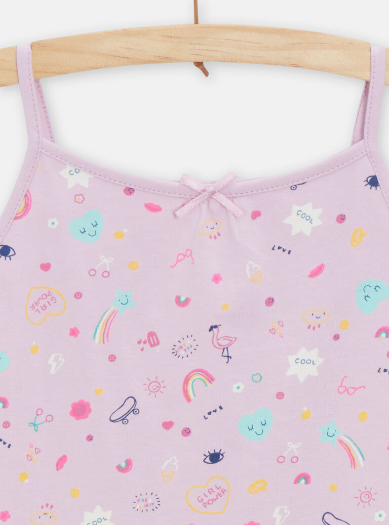 Chemise de nuit violette à bretelles pour fille