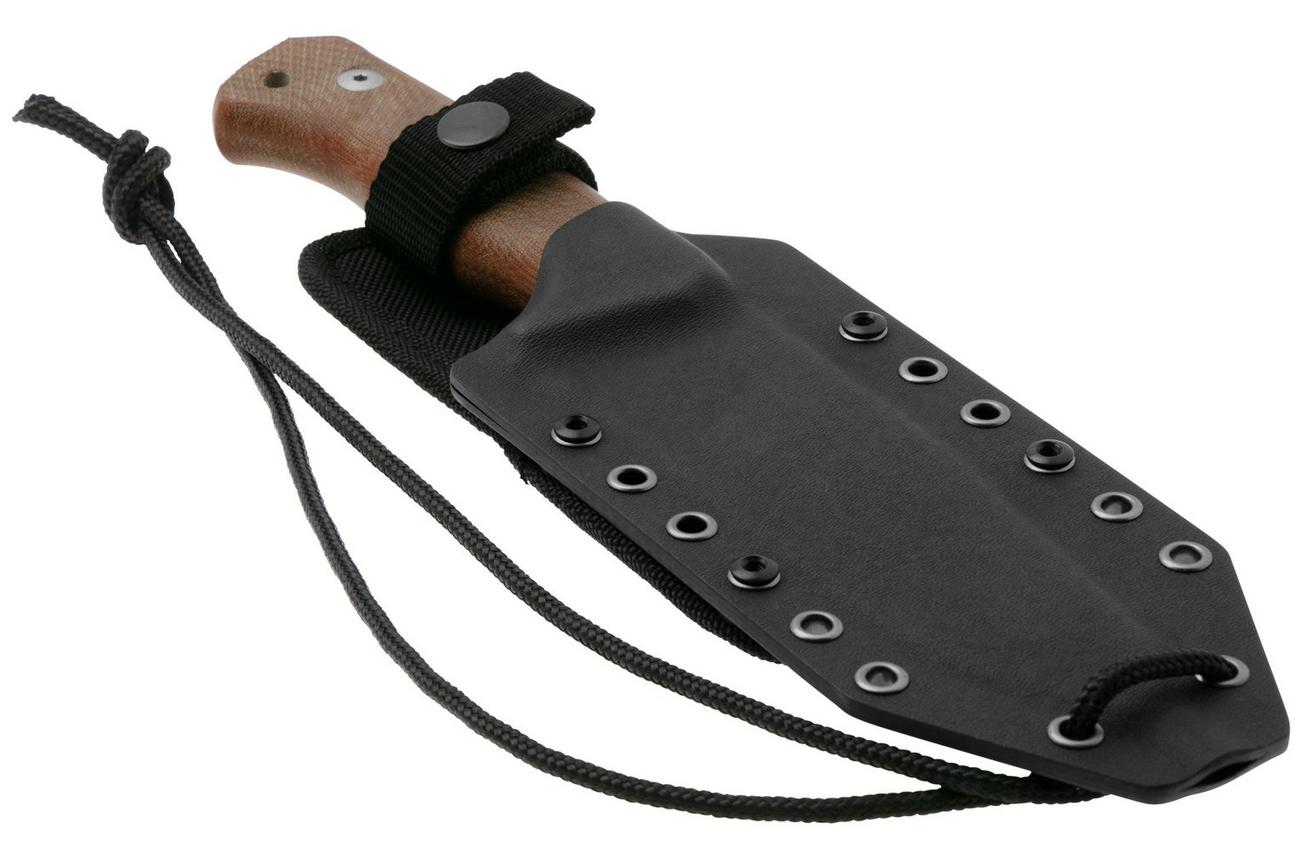 LionSteel T6 Stonewashed, Natural Canvas Micarta T6-CVN vaststaand mes