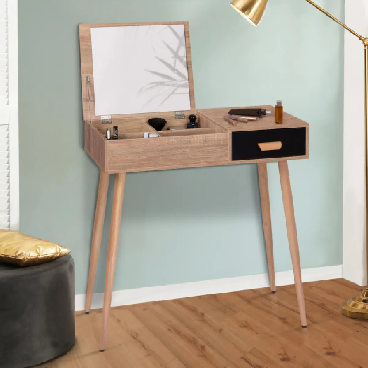 Idmarket Market Coiffeuse Lisa Rabatable Noir
