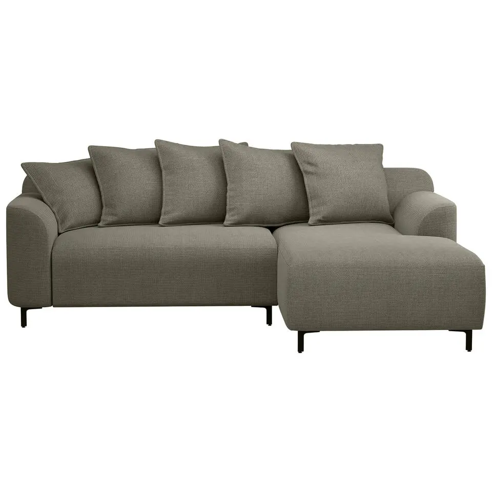 Bank Elsa met chaise longue rechts - stof Eden - mokka