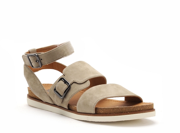 Fugitive nu pieds plats femme madras kaki