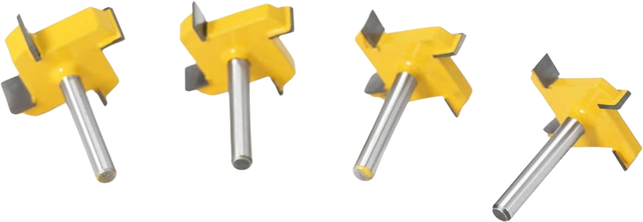 Twotrees  Nutfräser vierschneidig 6mm 4er-Set, Gelb    Fräser zum Nuten von Holz