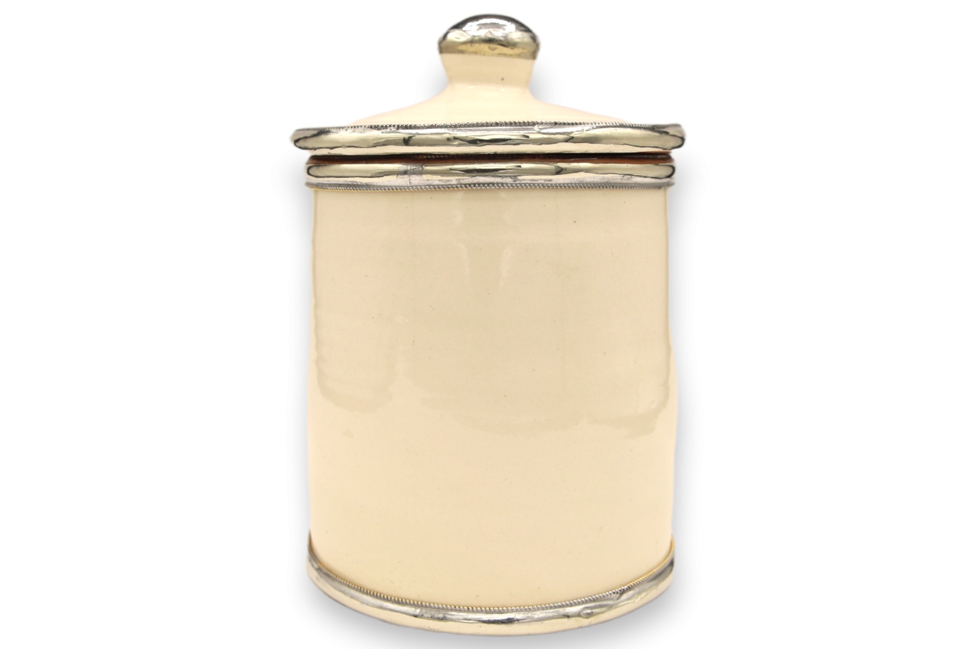 Zierbehälter mit Metallverzierung, creme, Ø 10 cm, H 19 cm von fischer's lagerhaus