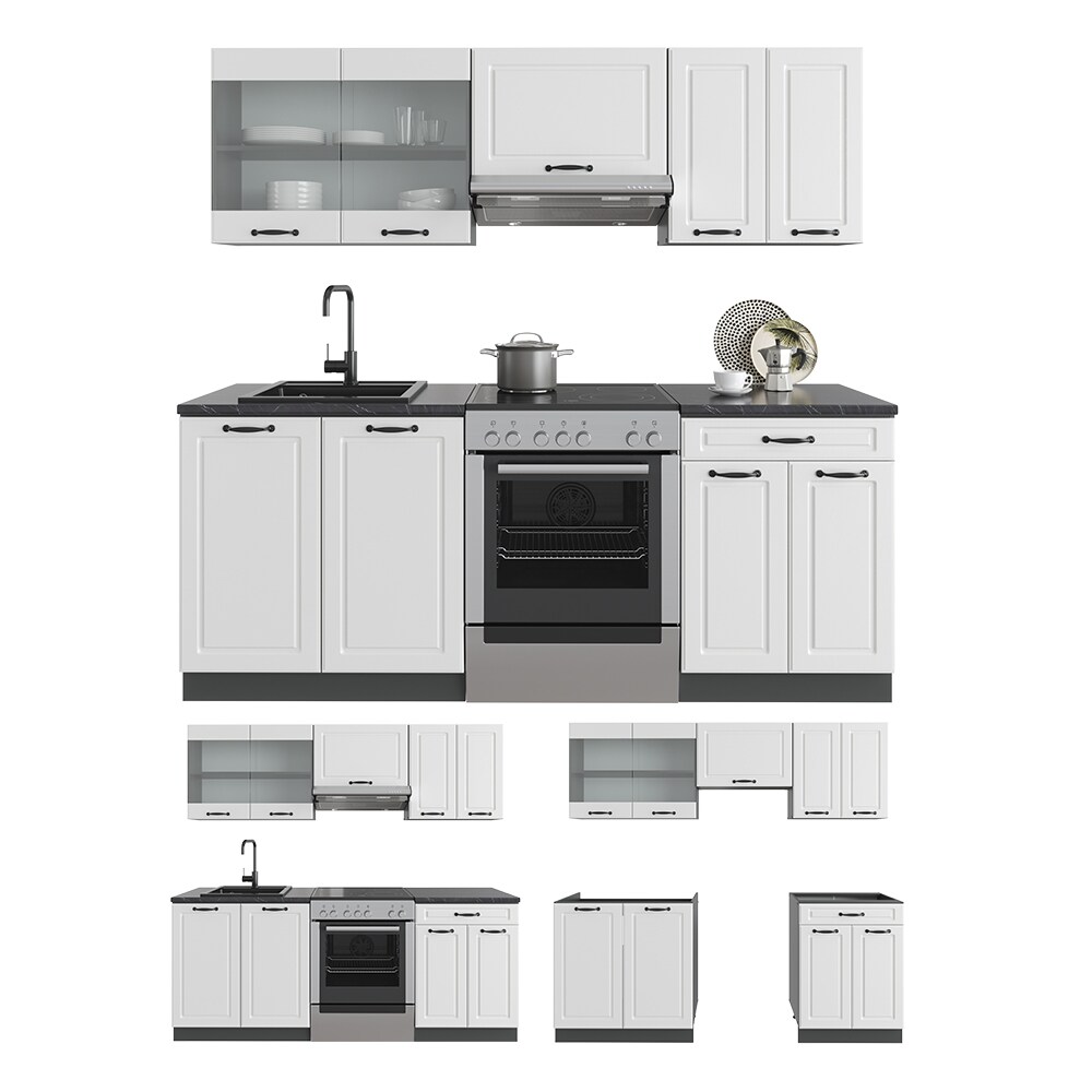 Vicco Küchenzeile Küchenblock Einbauküche R-Line 200 cm Landhaus Anthrazit